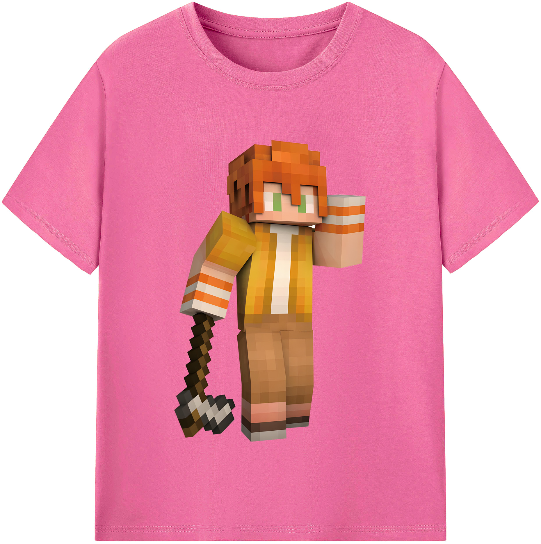 （画像用） マインクラフト ブロックの世界 Minecraft MC Block world レディースカジュアルプリントTシャツ（綿100％）